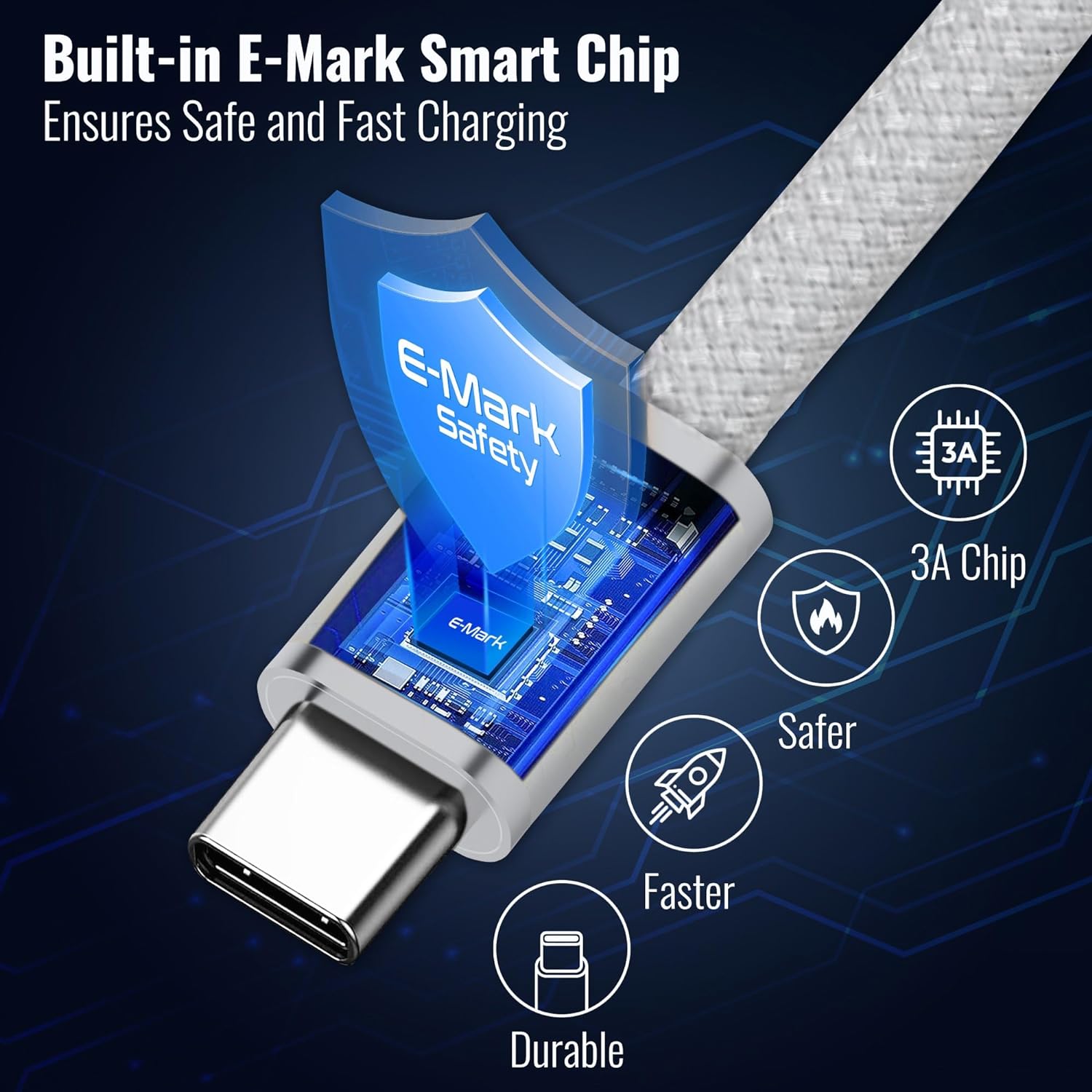 Magnetic USB C to USB C Fast Charging Cable 3.3ft/1m