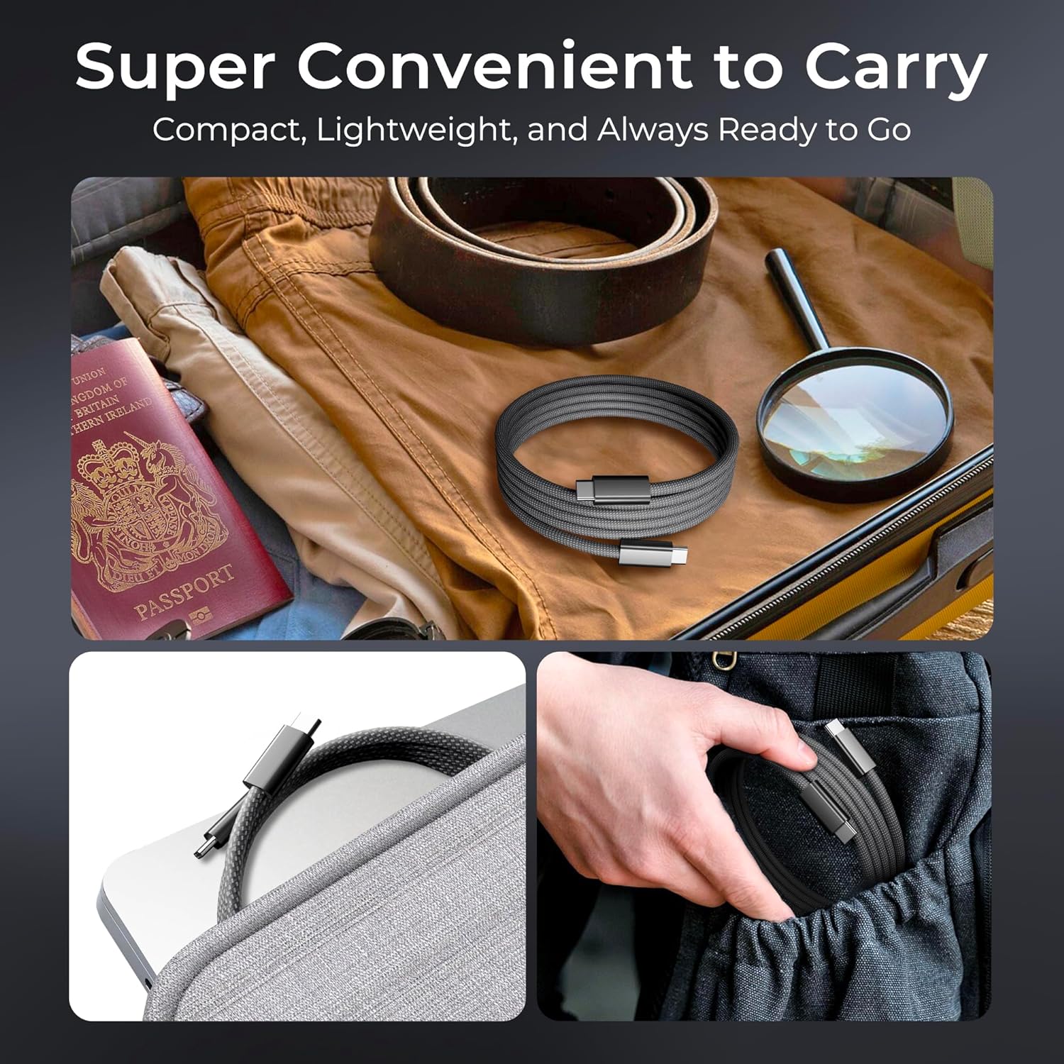 Magnetic USB C to USB C Fast Charging Cable 3.3ft/1m