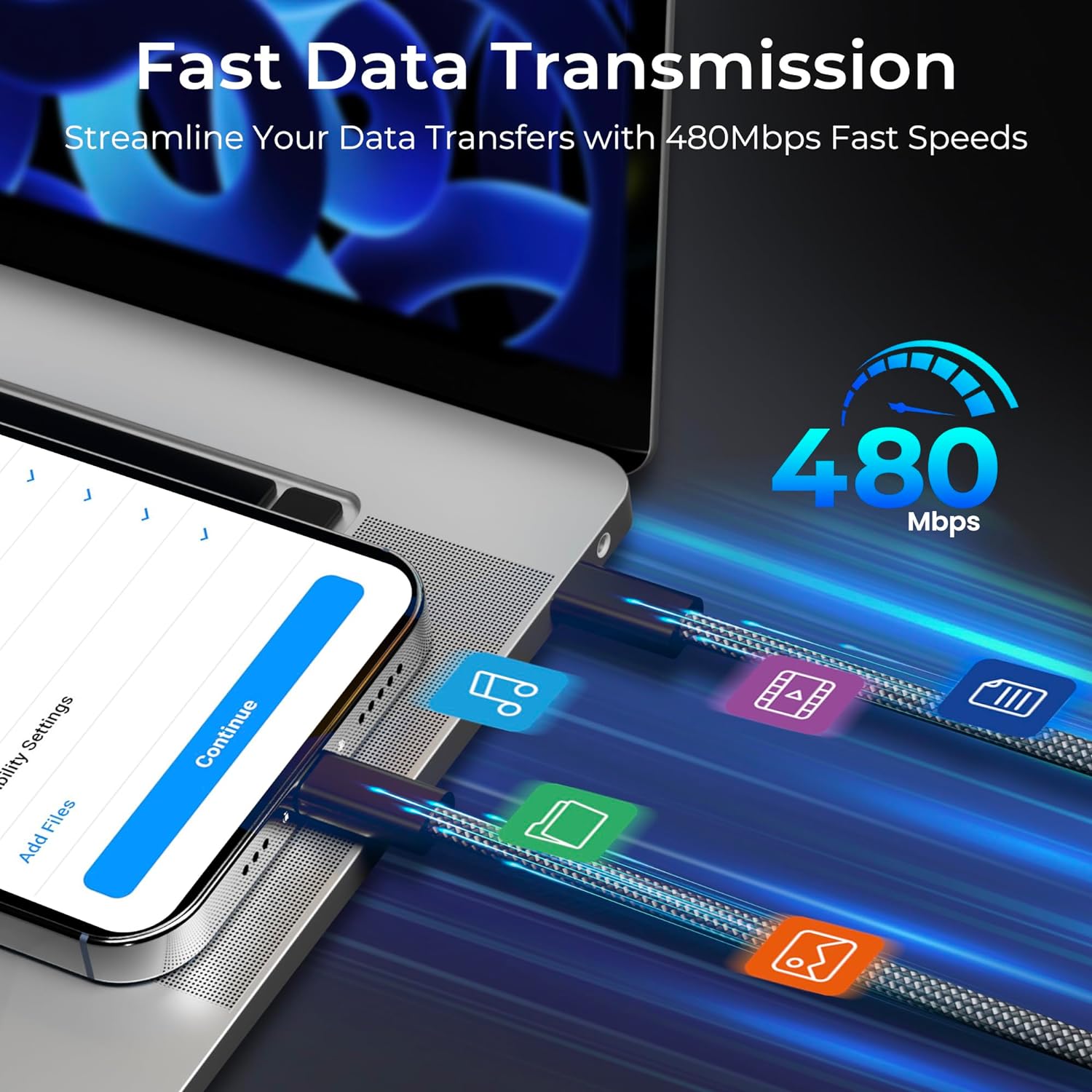 Magnetic USB C to USB C Fast Charging Cable 3.3ft/1m