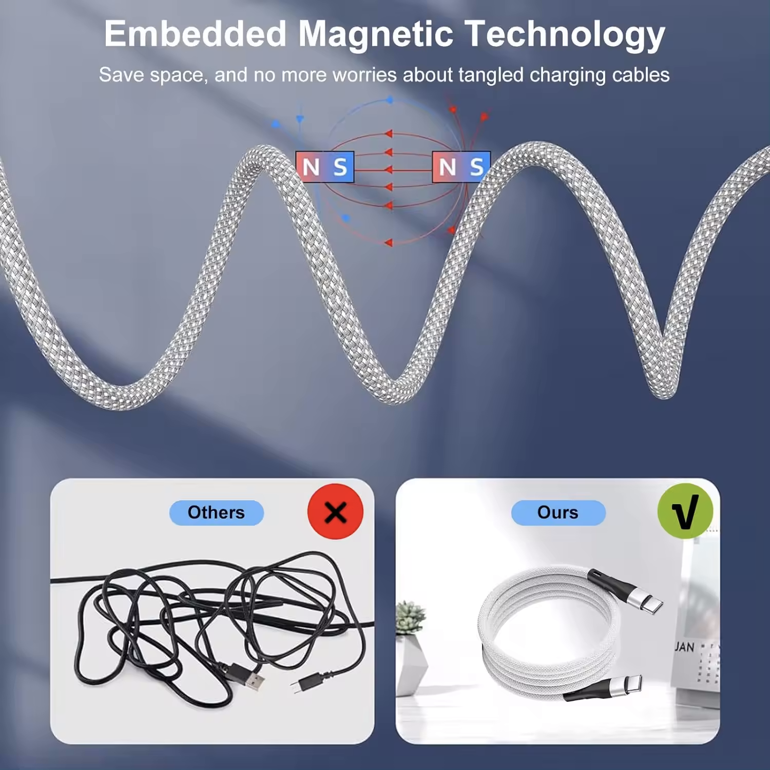 Magnetic USB C to USB C Fast Charging Cable 3.3ft/1m